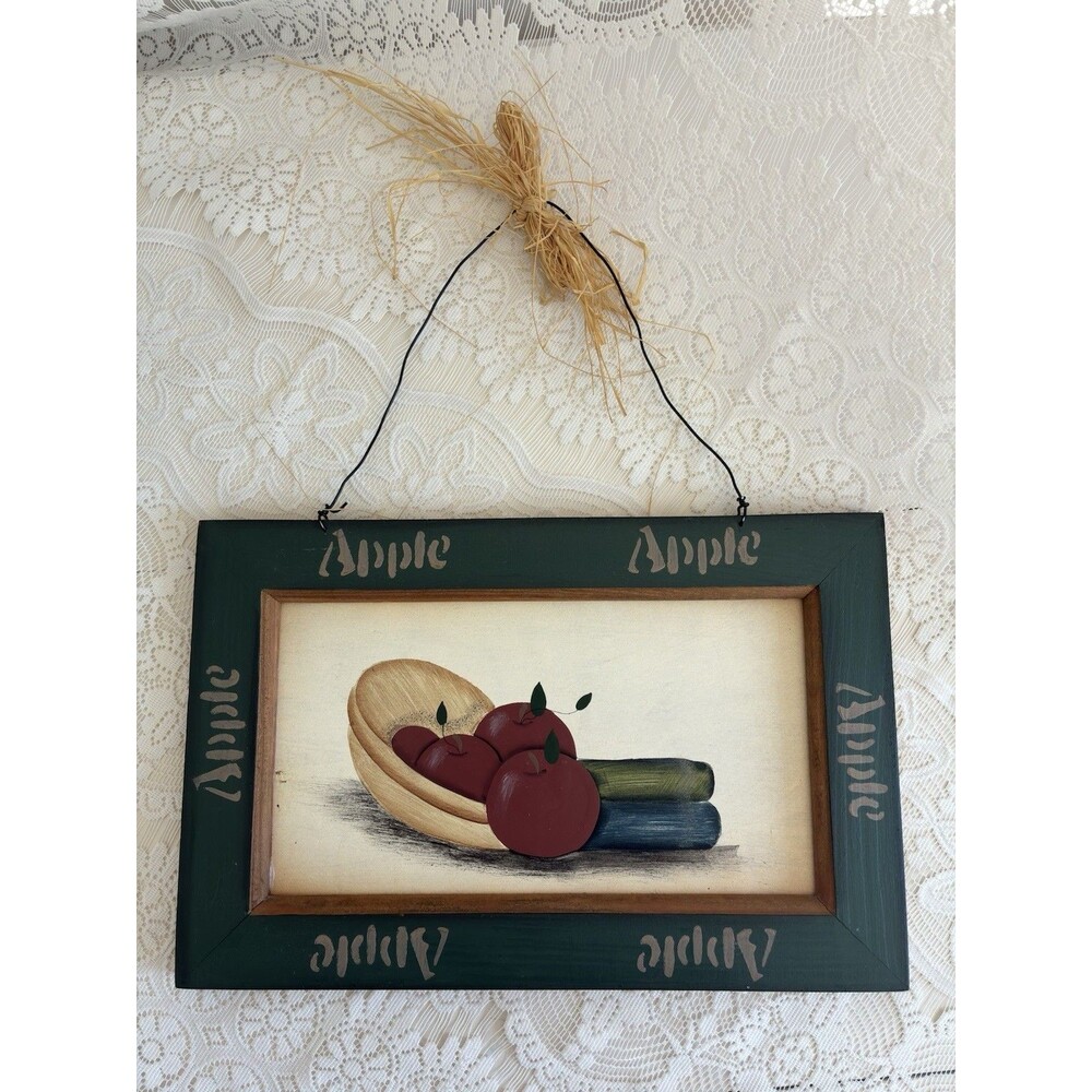 Vintage Apple Sign 9”x14” 90s Country Kitchen Y2K Farmhouse Cottagecore Decor